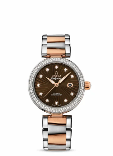 Omega LadyMatic Co-Axial 34 Stainless Steel / Red Gold / Diamond / Brown / Bracelet 425.25.34.20.63.001 (42525342063001)